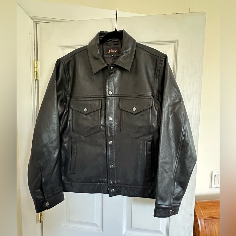 QUINCE leather trucker jacket men’s (size large)